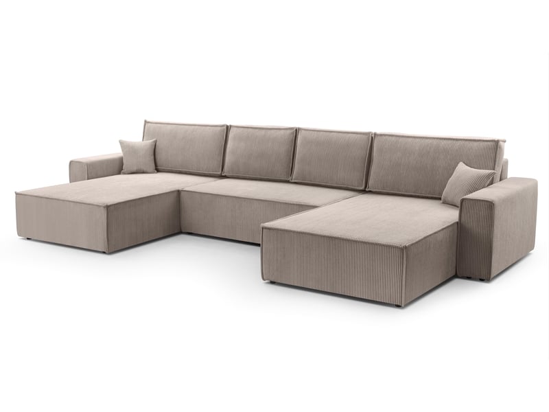  Canapé d’angle en velours côtelé blanc cedria – 287 cm Cedria U - Conforama A