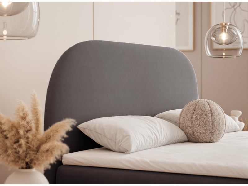 Lit coffre noelia - 140x200 cm - avec matelas - velours élégant brillant - gris foncé NOELIA - Conforama D