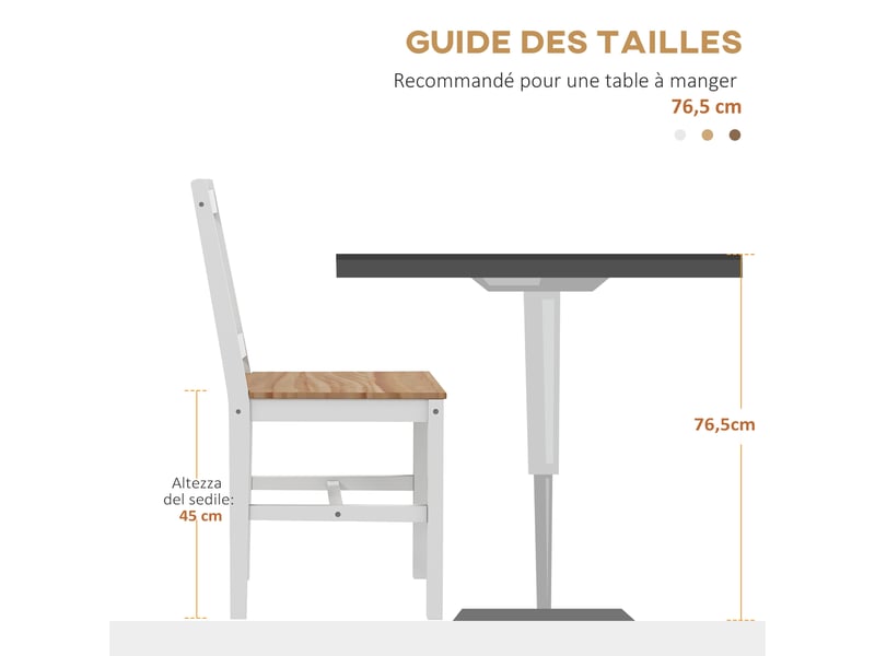  Lot de 4 chaises design style maison de campagne, cuisine ou salon, cadre blanc – parfaites pour salle à manger  - Conforama W