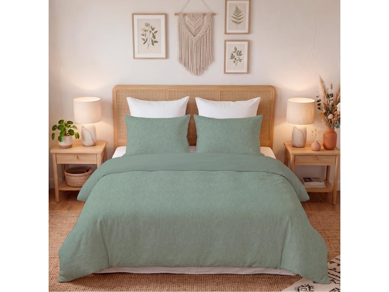  Parure housse de couette 3d microfibre 240x220 cm thalia vert, par soleil d'ocre  - Conforama A
