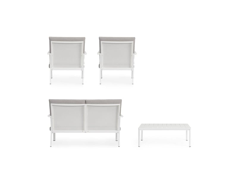  Salon de jardin moderne chaises canapé table basse en aluminium konnor - blanc  - Conforama E