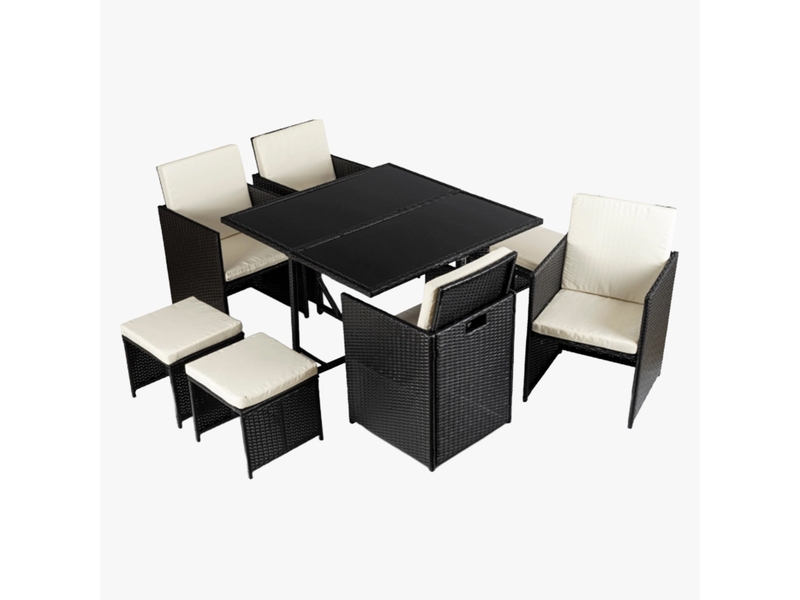  Ensemble de mobilier de jardin 8 places avec table en verre trempé  - Conforama C