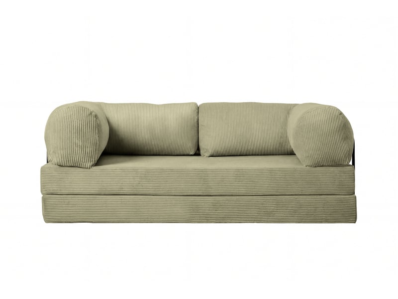  Cosima - canapé droit convertible petit velours côtelé 3 places vert  - Conforama A