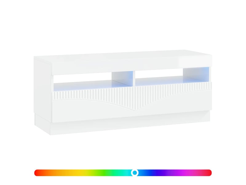  Meuble tv - banc tv - meuble de rangement led blanc brillant bois d'ingénierie  - Conforama C