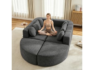 Canapé convertible modulable, canapé nuage en chenille avec fonction lit, noir, sans montage, idéal pour salon et chambre, 292x165x68 cm