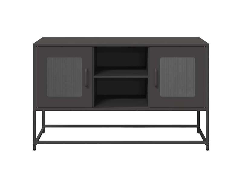  Meuble tv - banc tv - meuble de rangement noir 100,5x39x60,5 cm acier  - Conforama E