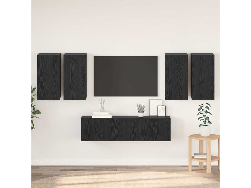  Ensemble meuble tv - banc tv - meuble de rangement 6 pcs chêne noir bois d'ingénierie  - Conforama B