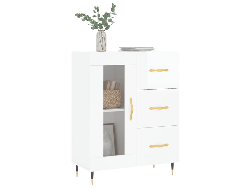  Buffet - bahut - meuble de rangement blanc brillant 69,5x34x90 cm bois d'ingénierie  - Conforama C