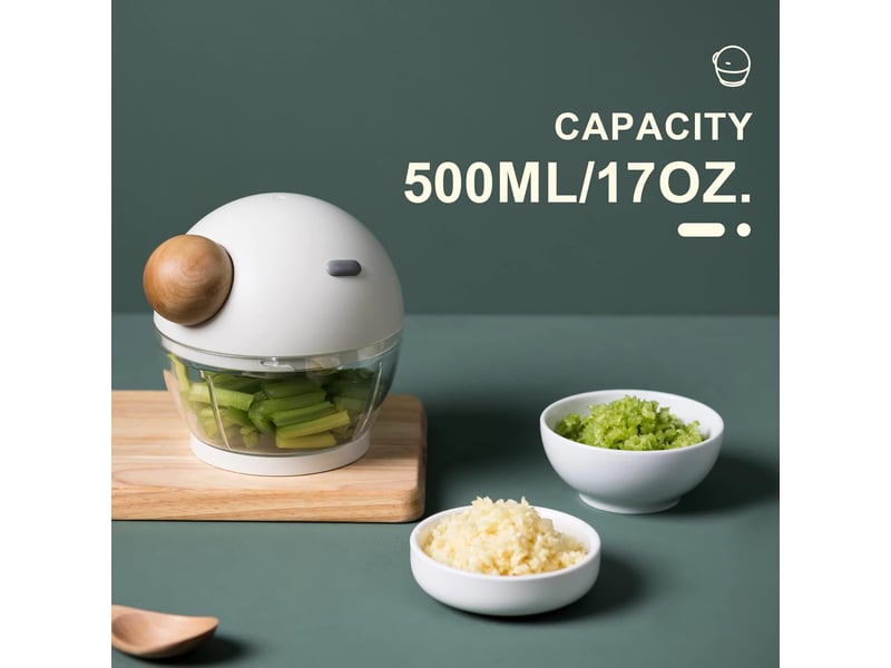  Hachoir manuel, hachoir à fruits et légumes portatif avec 3 lames en acier inoxydable, mini mixeur avec corde, convient pour les légumes, la viande  - Conforama B