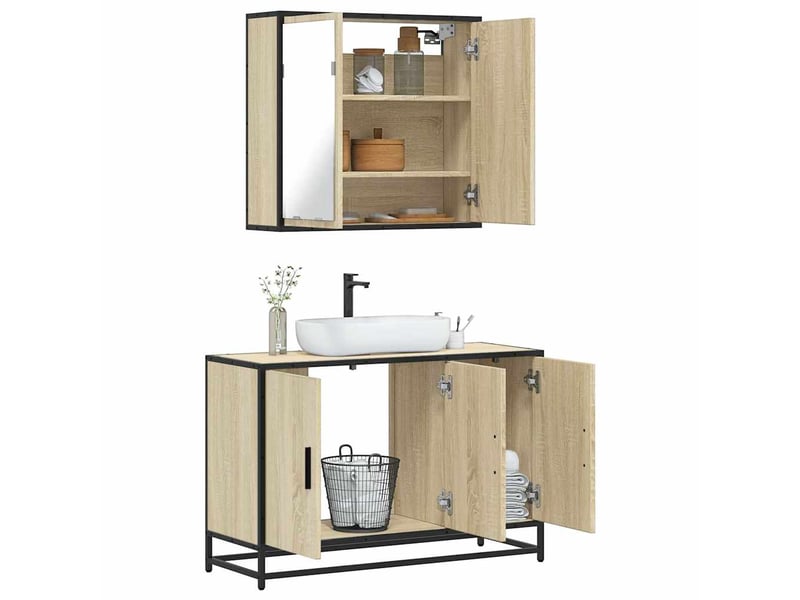 Ensemble de meubles de salle de bain 2 pcs chêne sonoma cf63598 - Conforama B