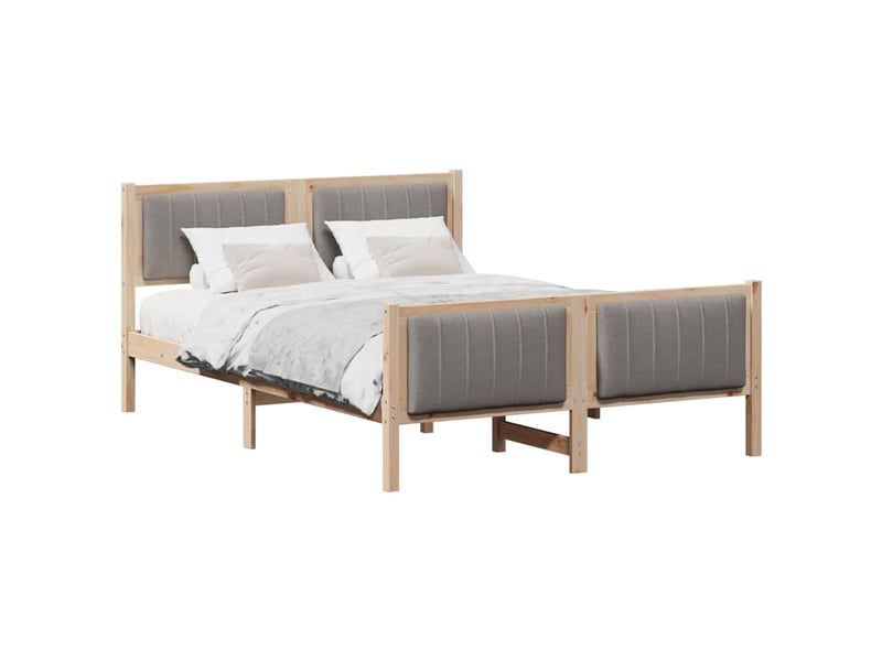  Lit double- lit adulte -  cadre de lit marron et taupe 140 x 200 cm bois massif en pin  - Conforama B