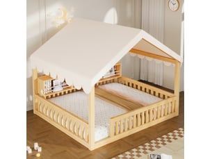 Lit cabane 140x200 cm REDOM coloris bois clair