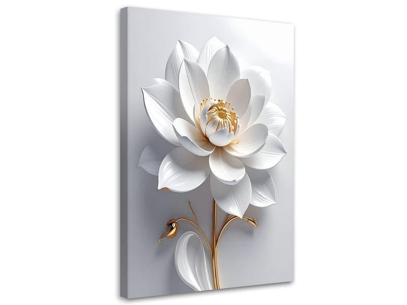 Tableau moderne, fleur blanche 3d or glamour 30x45 1312615922 - Conforama A