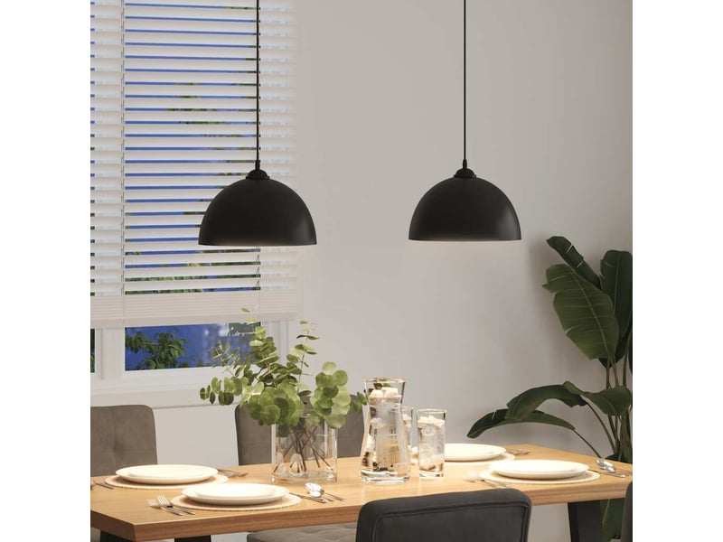  Lampes suspendues 2 pcs hauteur réglable e27 noir ø 30 cm métal  - Conforama D