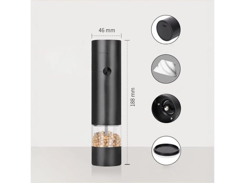 Ensemble de moulins à sel et à poivre électriques - moulins à poivre automatiques à piles - grosseur réglable(lot de 2 - noir) - Conforama B