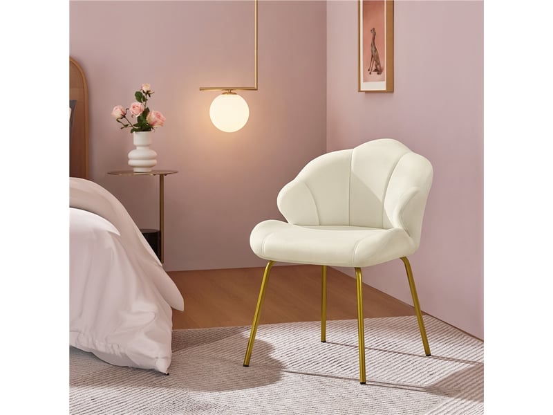 Chaise de salon en velours moderne design coquillage  - Conforama B