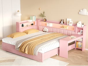 Lit banquette 90x200 cm <strong>LEYTN</strong>  <strong></strong> coloris rose
