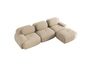 Canapé d'angle, canapé modulable, en velours tricoté, beige, sans montage, sans structure, chambre, pour salon
