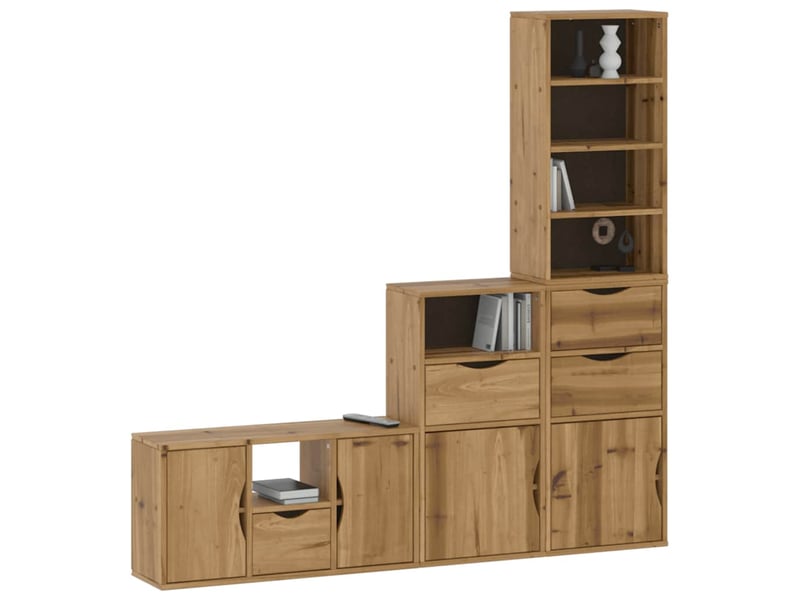  Meubles tv - banc tv - meuble de rangement 4 pcs avec rangement odda bois de pin massif  - Conforama D