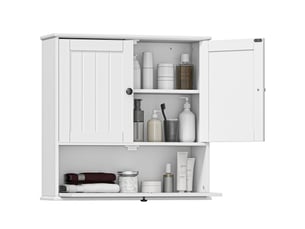 Armoire murale salle de bain blanche, étagère réglable, double porte, 60 x 19,5 x 60 cm