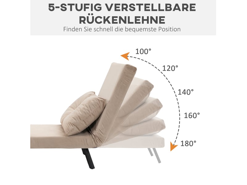  Fauteuil convertible en lit avec dossier réglable et coussin, en polyester beige  - Conforama E