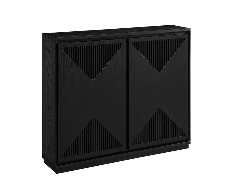 Meuble de rangement noir style mid-century-modern format v rangement intégré meuble d'appoint étroit - Conforama A