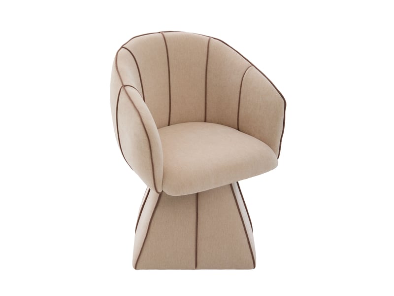  Fauteuil pivotant en chenille camel, dossier haut ergonomique, pour salon et chambre  - Conforama D