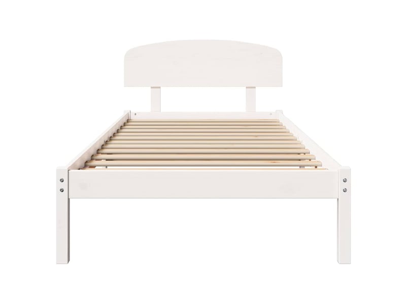  Lit simple- lit adulte -  cadre de lit avec tête de lit blanc 100 x 200 cm pin massif  - Conforama D