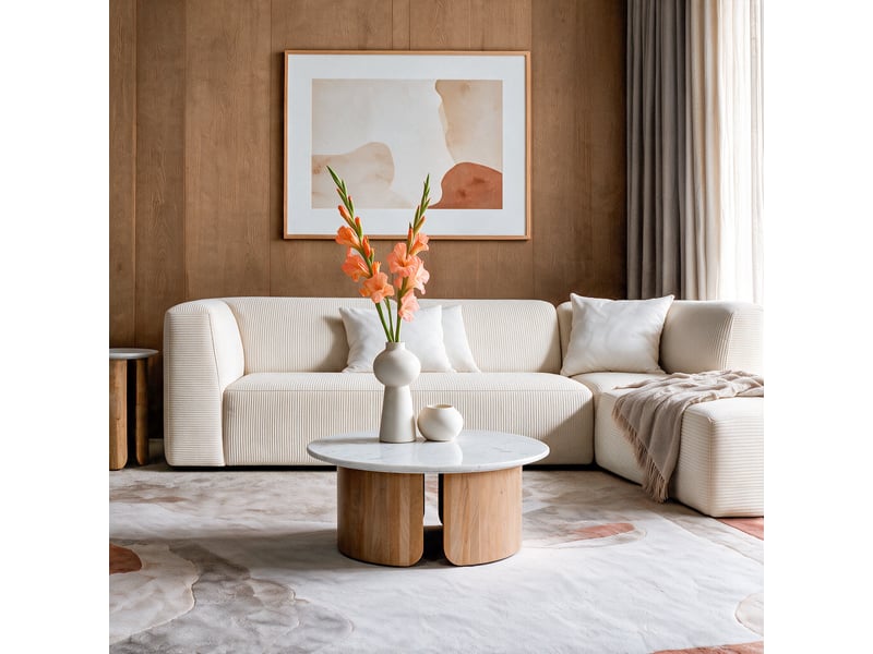 Table basse en marbre et bois de manguier-léana Léana - Conforama E