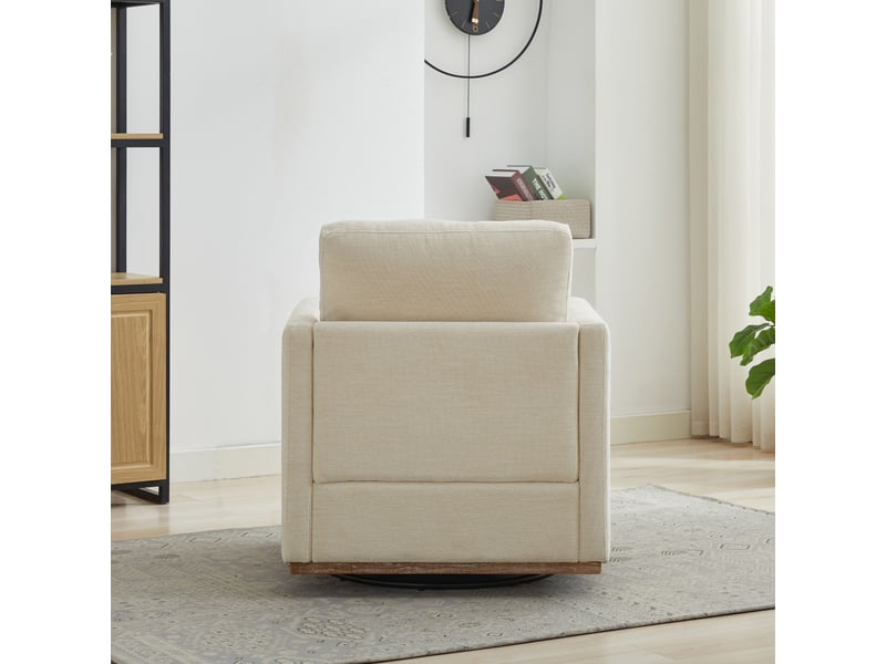  Fauteuil d’appoint pivotant rembourré à quatre faces en tissu chenille, accoudoirs inclus, rotation 360° pour salon, chambre et pièce d’enfant  - Conforama D