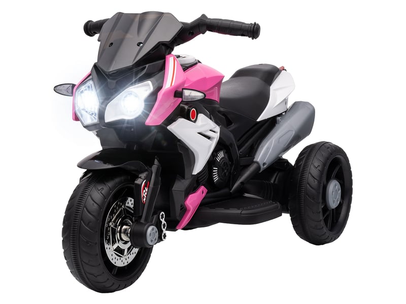  Moto électrique enfants 3 roues 6 v, voiture électrique enfants 3 à 5 ans, effets lumineux et sonores, 86x42x52cm, rose  - Conforama B