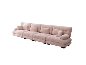 Canapé droit compressé convertible HAVRYA 4 places Tissu rose