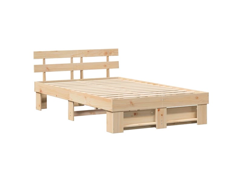  Lit double- lit adulte -  cadre de lit avec tête de lit marron 120 x 190 cm pin massif  - Conforama C