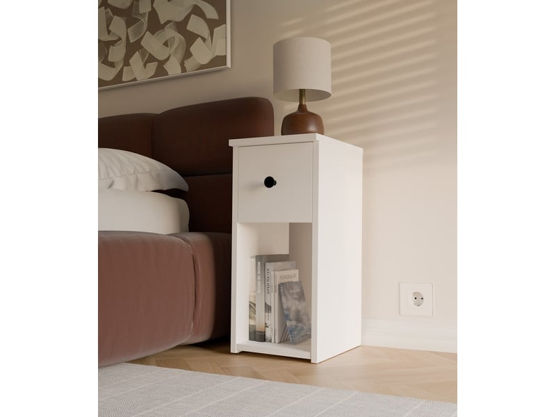 Tomi 25 1s - table de chevet - 1 tiroir, 1 étagère - 25x55x30 cm - blanc - Conforama B