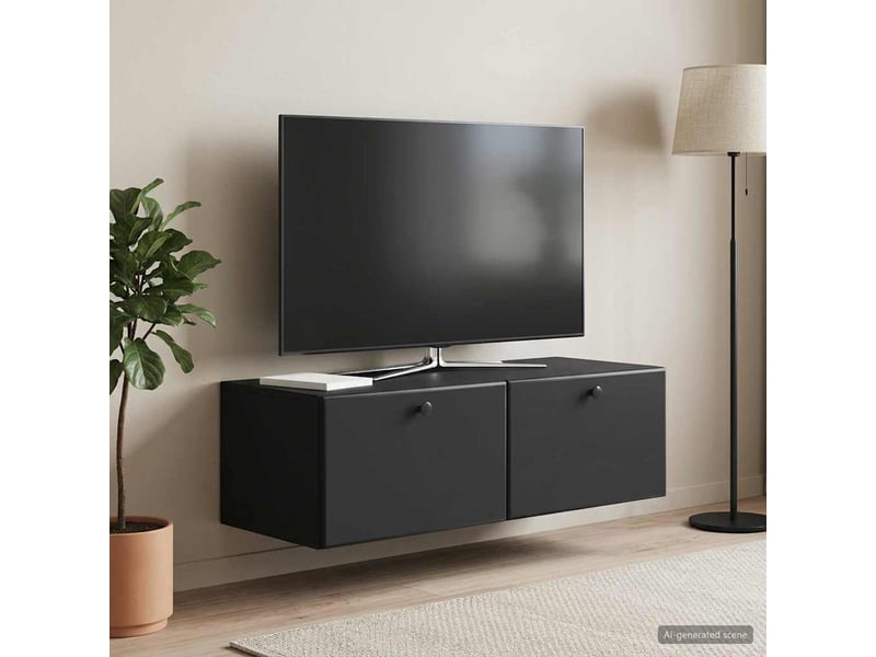  Meuble tv - banc tv - meuble de rangement mural 98 x 41 x 30 cm noir bois d'ingénierie  - Conforama B