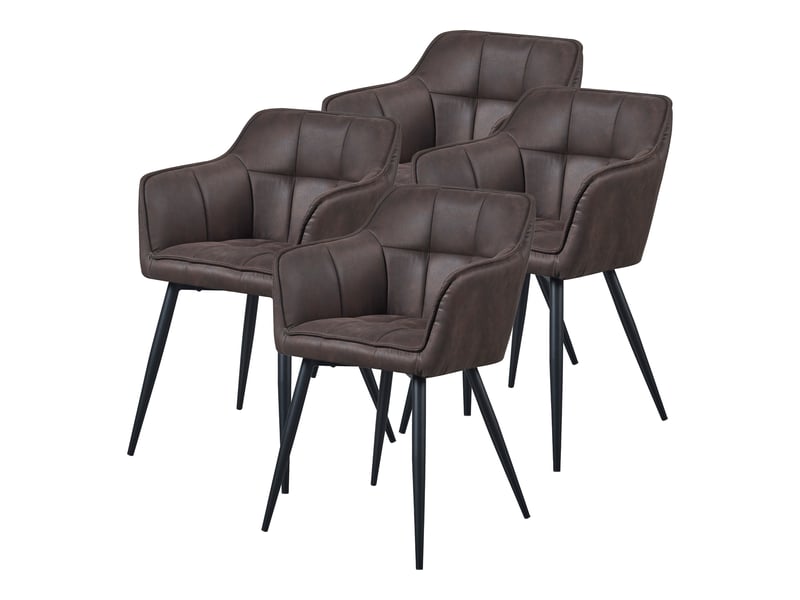  Lot de 4 chaises de salle à manger birmingham 82 x 60 x 59 cm marron foncé noir [en.casa] Birmingham - Conforama A