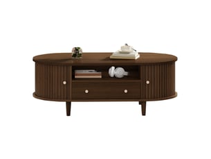 Table basse ovale coloris bois foncé ULQENI  - 50 cmx100 cm