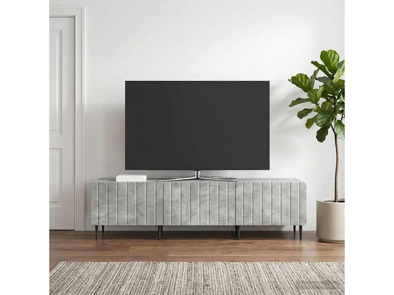 Meuble tv - banc tv - meuble de rangement gris béton 147 x 34,5 x 32 cm bois d'ingénierie  - Conforama B