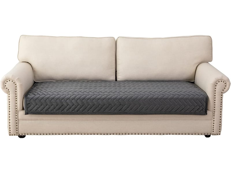  Housse de canapé 3 places avec accoudoirs – gris foncé, 90x160 cm, 1 pièce  - Conforama A