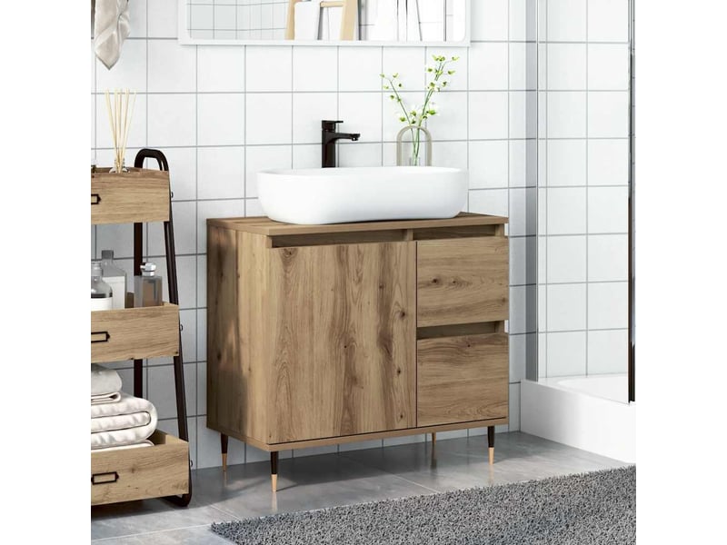  Armoire de salle de bain, meuble de rangement chêne artisanal bois d'ingénierie shl6850  - Conforama C