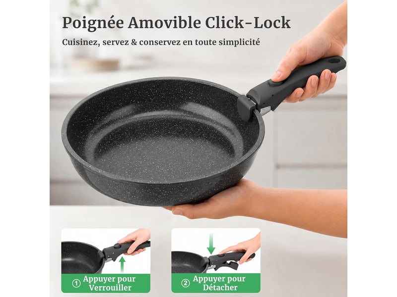  Batterie de cuisine antiadhésive yashe 21 pièces, gris  - Conforama D