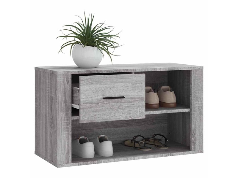  Meuble à chaussure, armoire à chaussures sonoma gris 80x35x45 cm bois d'ingénierie  - Conforama D