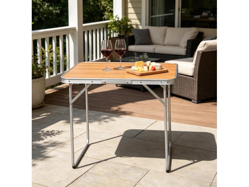  Table de camping pliante 70x50x60 cm – chêne – portable avec poignée, légère et résistante pour extérieur  - Conforama B