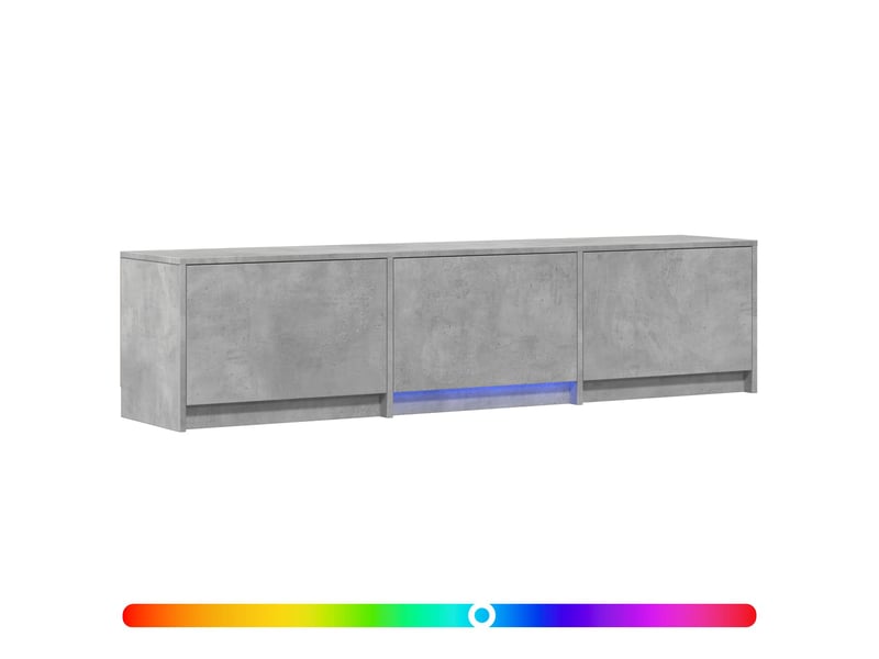  Meuble tv - banc tv - meuble de rangement avec led 165x34x40 cm gris béton bois d’ingénierie  - Conforama A