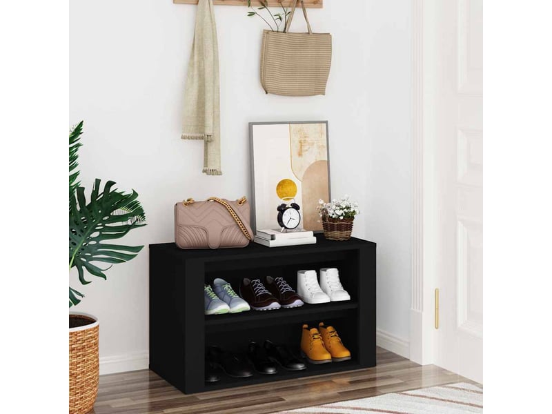  Meuble à chaussures, étagère à chaussures noir 75x35x45 cm bois d'ingénierie  - Conforama B