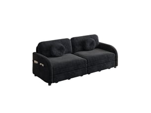 Canapé droit convertible <strong></strong> <strong></strong> 2 places Tissu noir