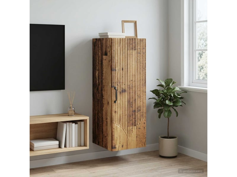  Armoire murale salon 33x34,5x90cm bois d'ingénierie bois ancien shl8551  - Conforama B