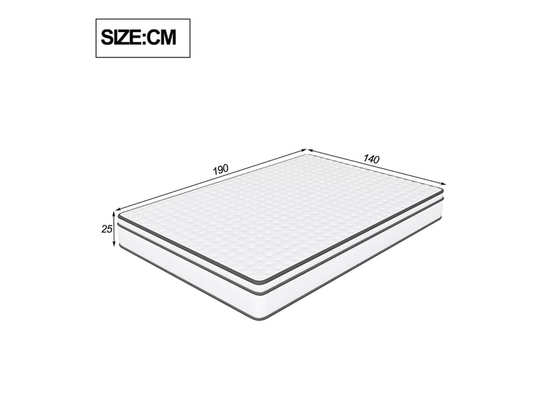 Matelas ressorts ensachés 140x190x25cm - matelas 2 personnes 7 zones, confort ergonomique h2 et indépendance de couchage - blanc - Conforama E