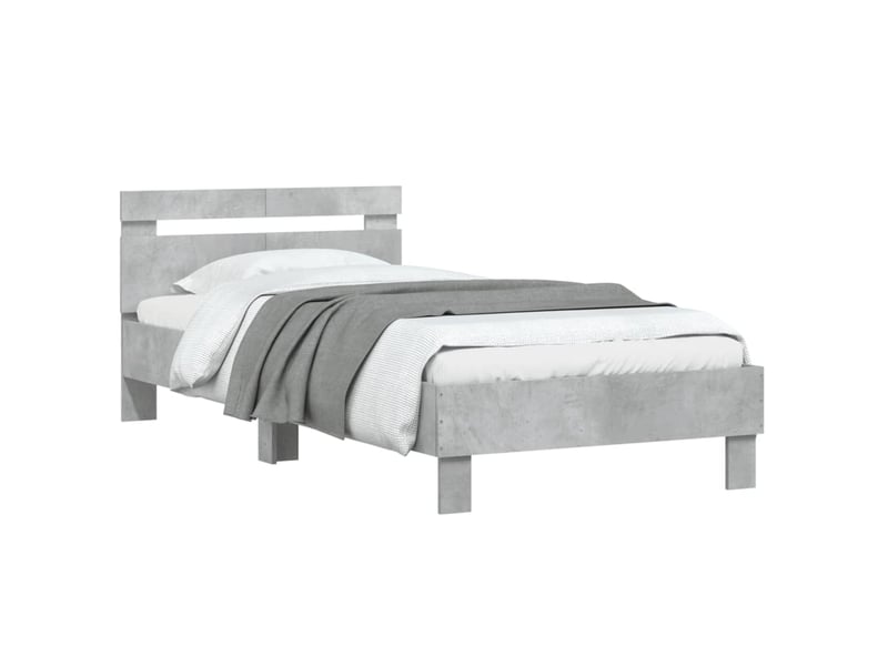  Lit simple- lit adulte -  cadre de lit sans matelas avec tête de lit gris béton 100x200cm  - Conforama C