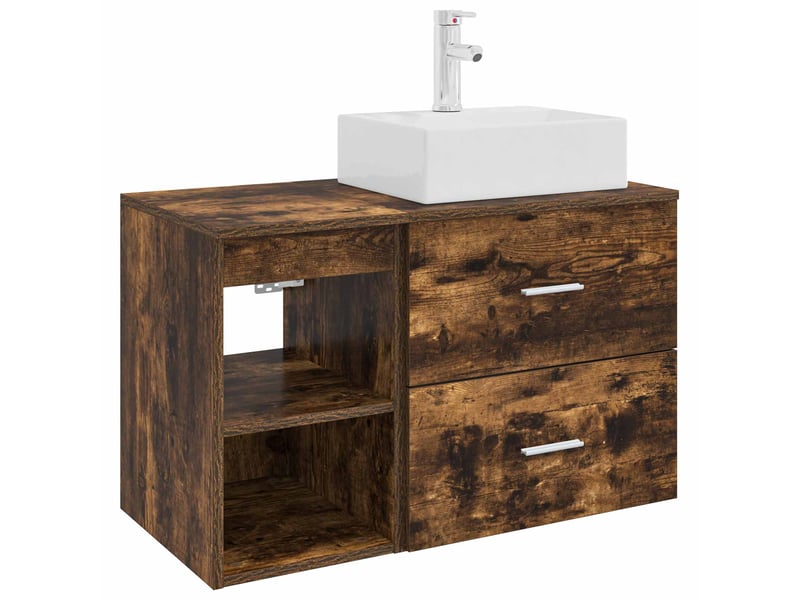 Ensemble de mobilier de salle de bain 2 pcs chêne fumé shl7800 - Conforama A